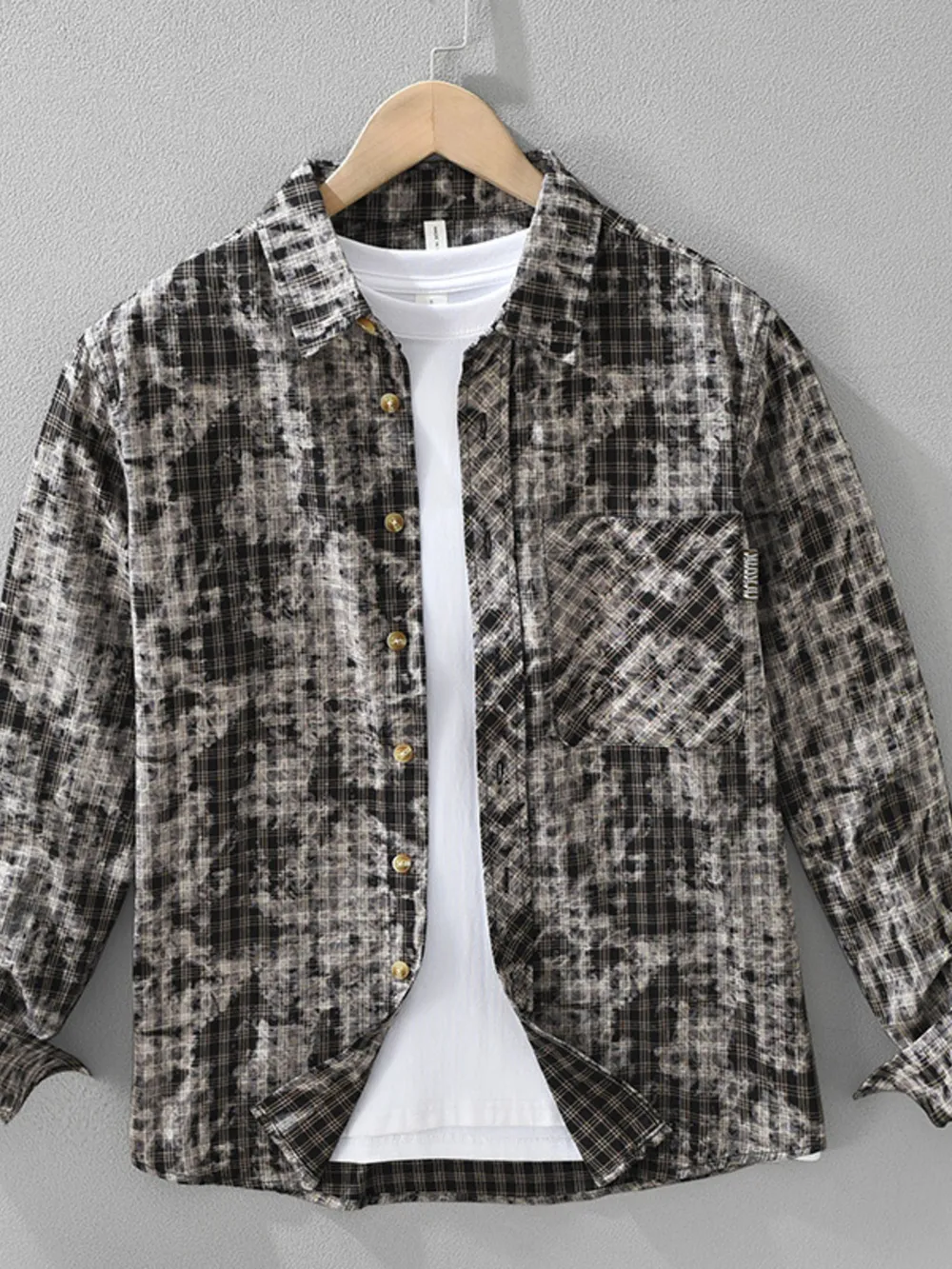 Men's Plus Size Button Up Long Sleeve Printed Shirt