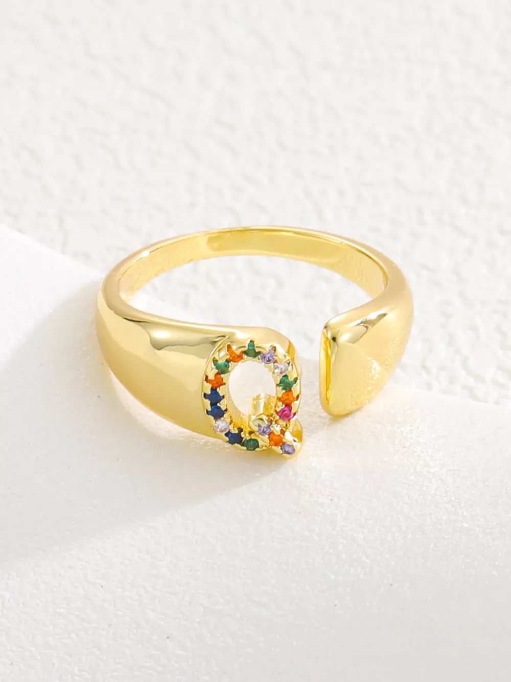 18K Gold-Plated Zircon Letter Ring, image 20