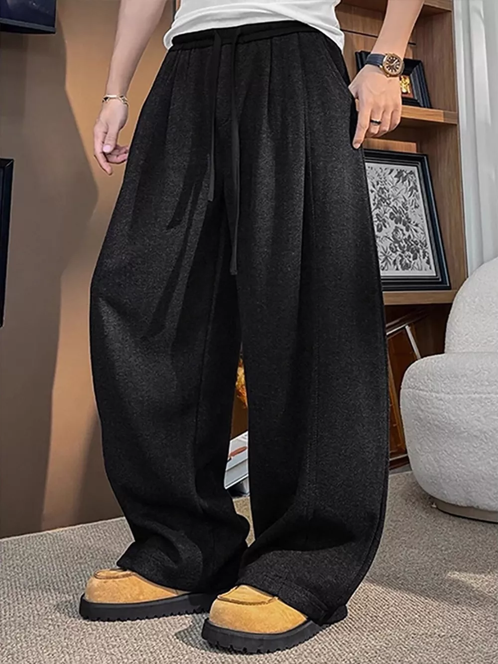 Men's Plus Size Loose Fit Casual Sweatpants with Drawstring