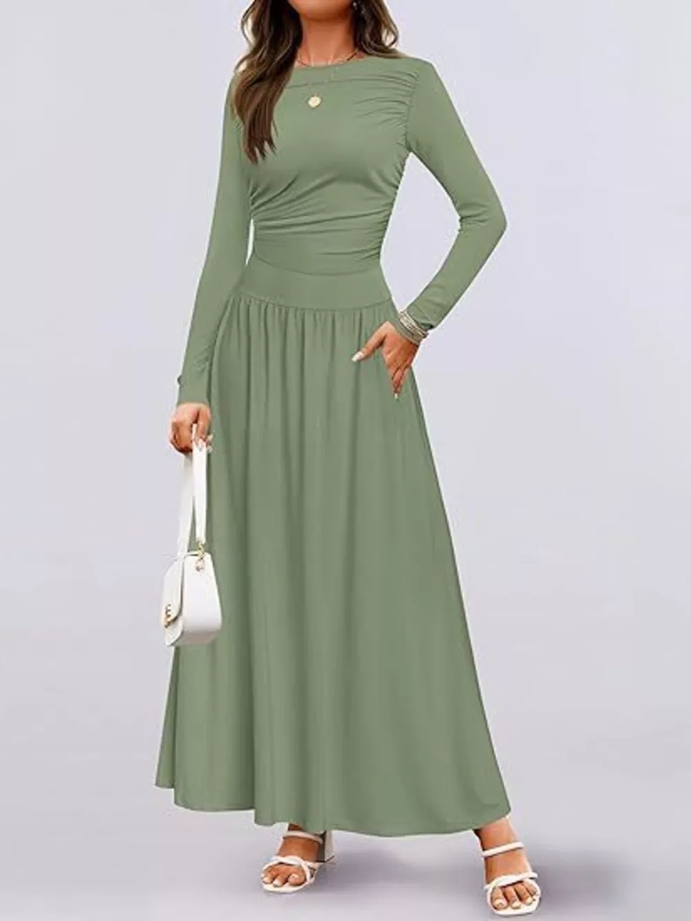Long Sleeve Maxi Dress with Pockets, image 13