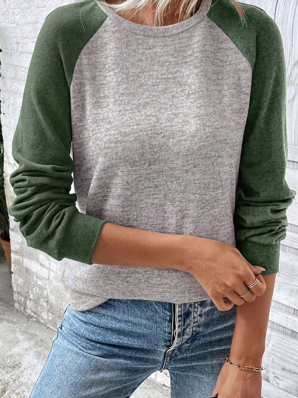Color Block Raglan Long Sleeve T Shirt, image 3