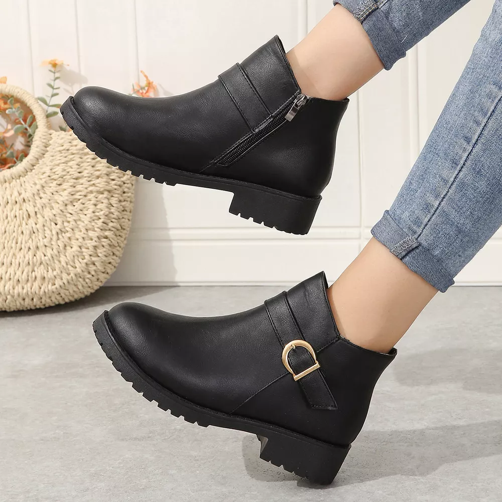 Buckle Accent Ankle Boots, image 4