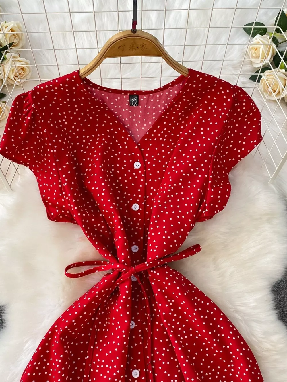 Polka Dot Button-Down Dress, image 11