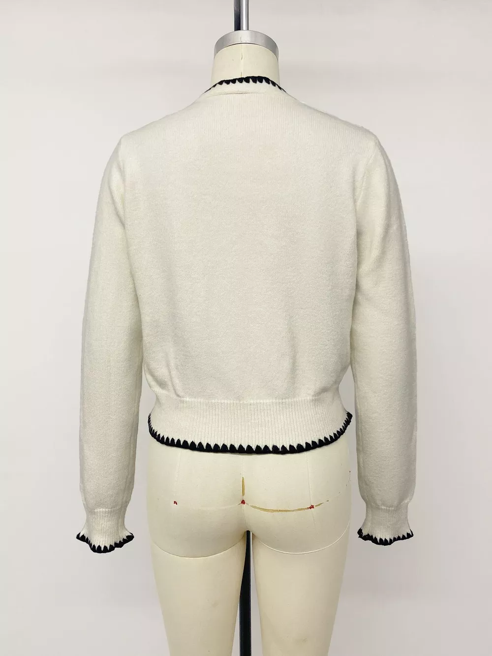 Contrast Trim V-Neck Button-Down Cardigan, image 9