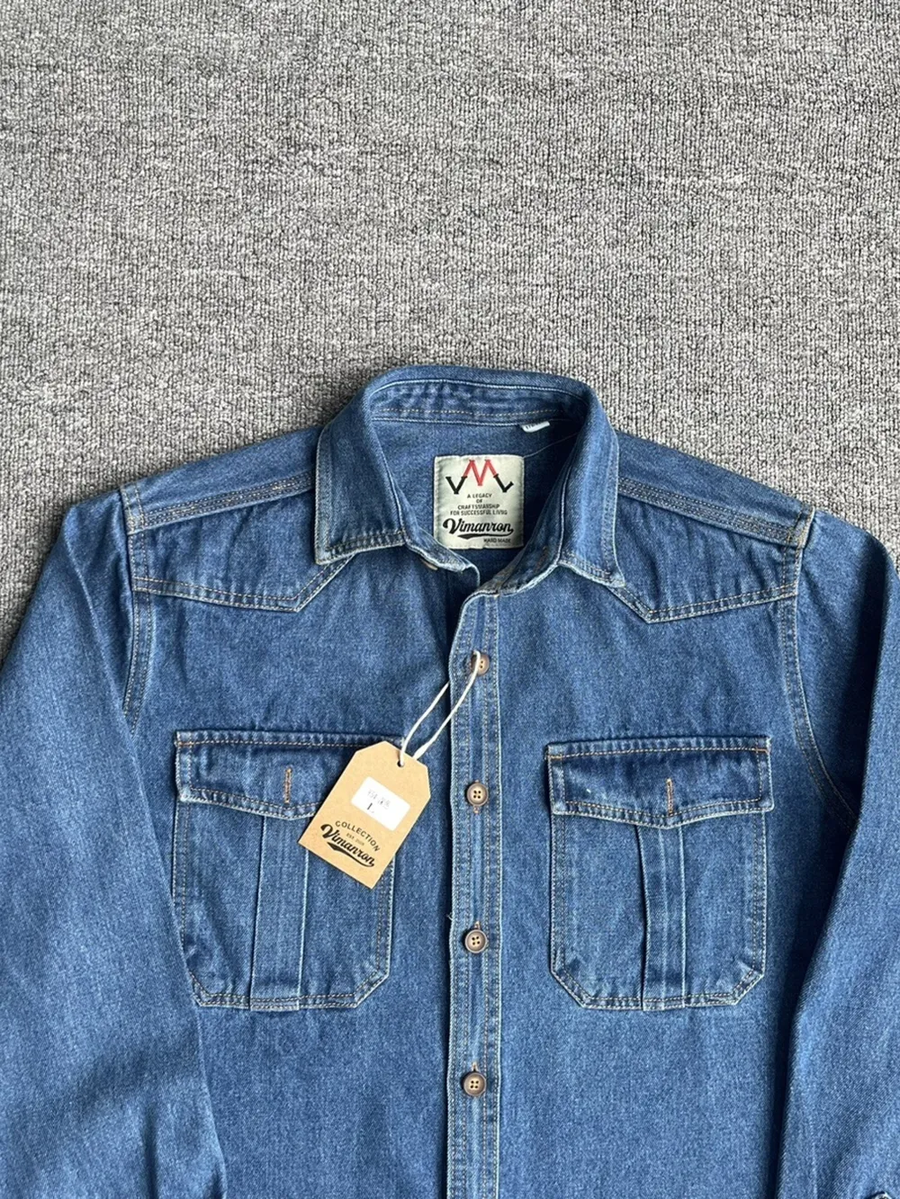 Men's Plus Size Button Up Washed Denim Shirt, image 9