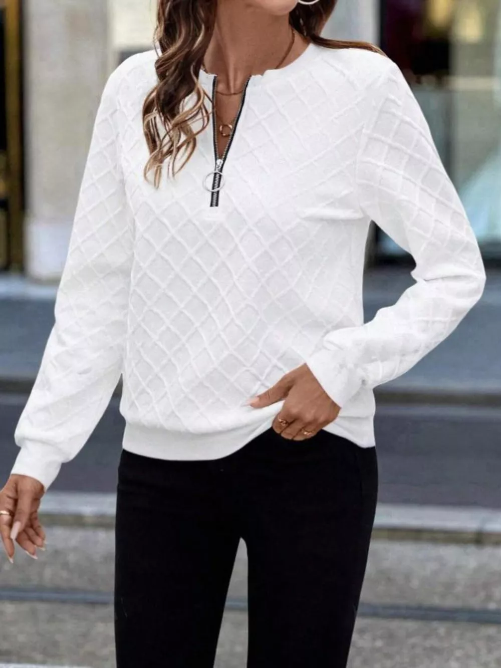 Textured Quarter-Zip Sweatshirt, image 4