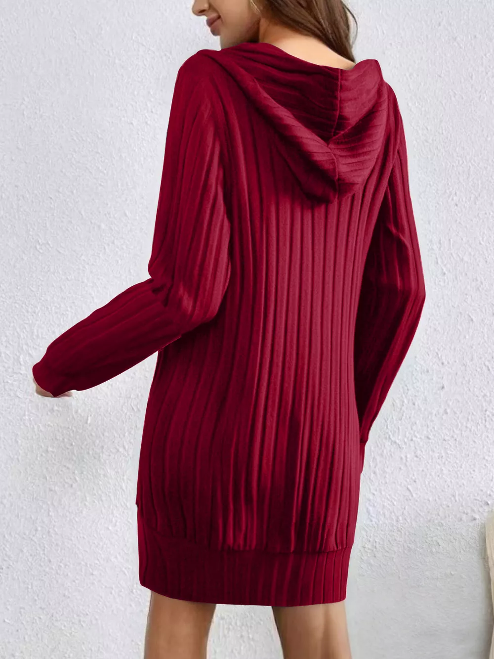 Ribbed Knit Hoodie Dress, image 20