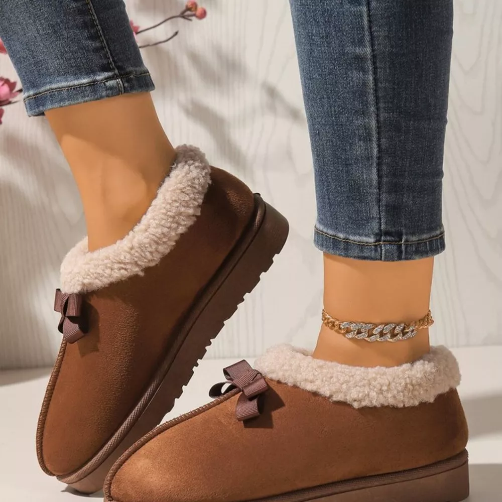 Cozy Bowknot Plush Lined Slip-Ons, image 17