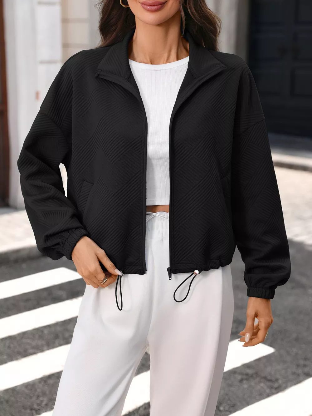 Textured Zip-Up Casual Jacket, image 16