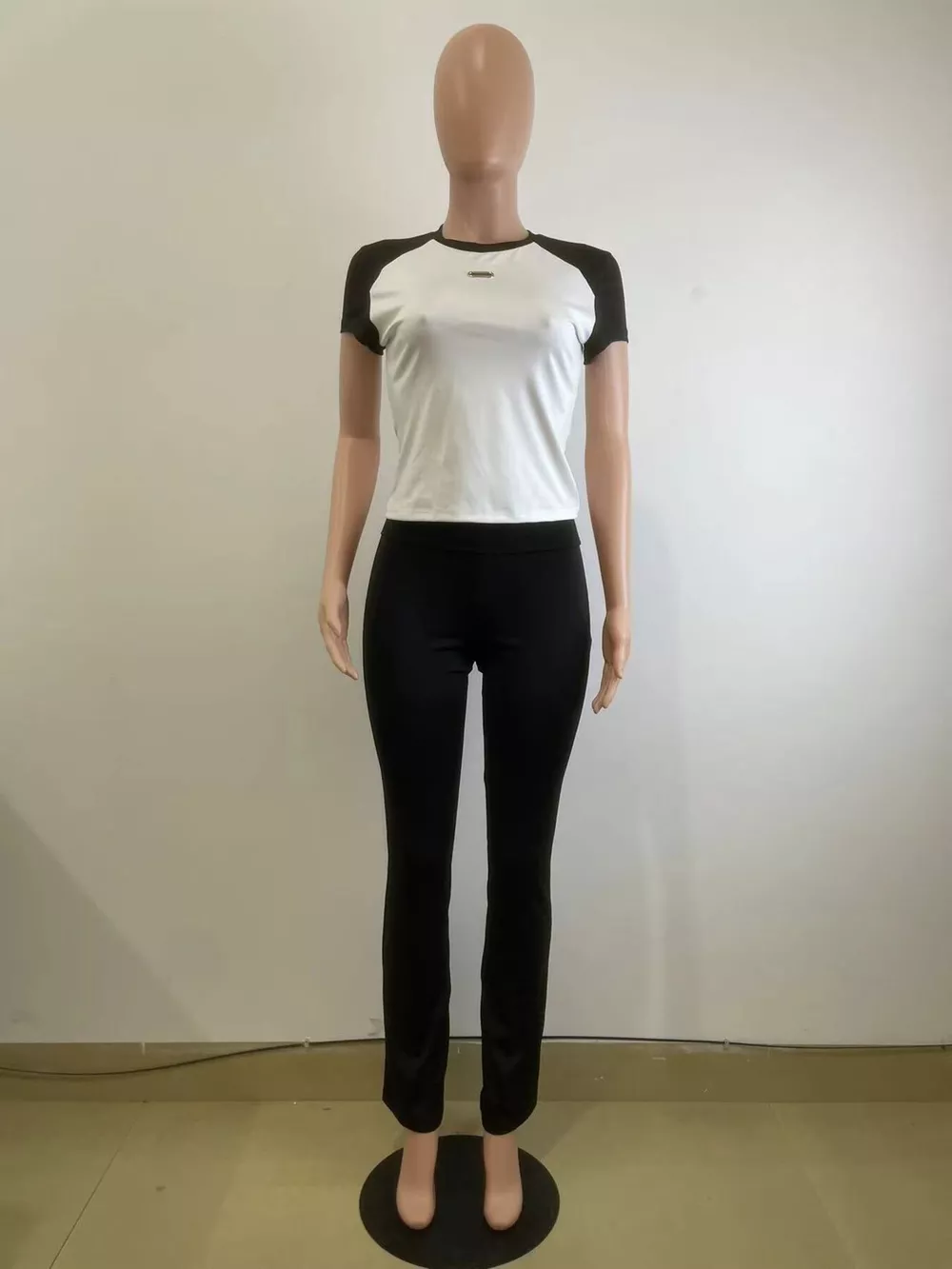 Contrast Short Sleeve Tee and Pants Set, image 7