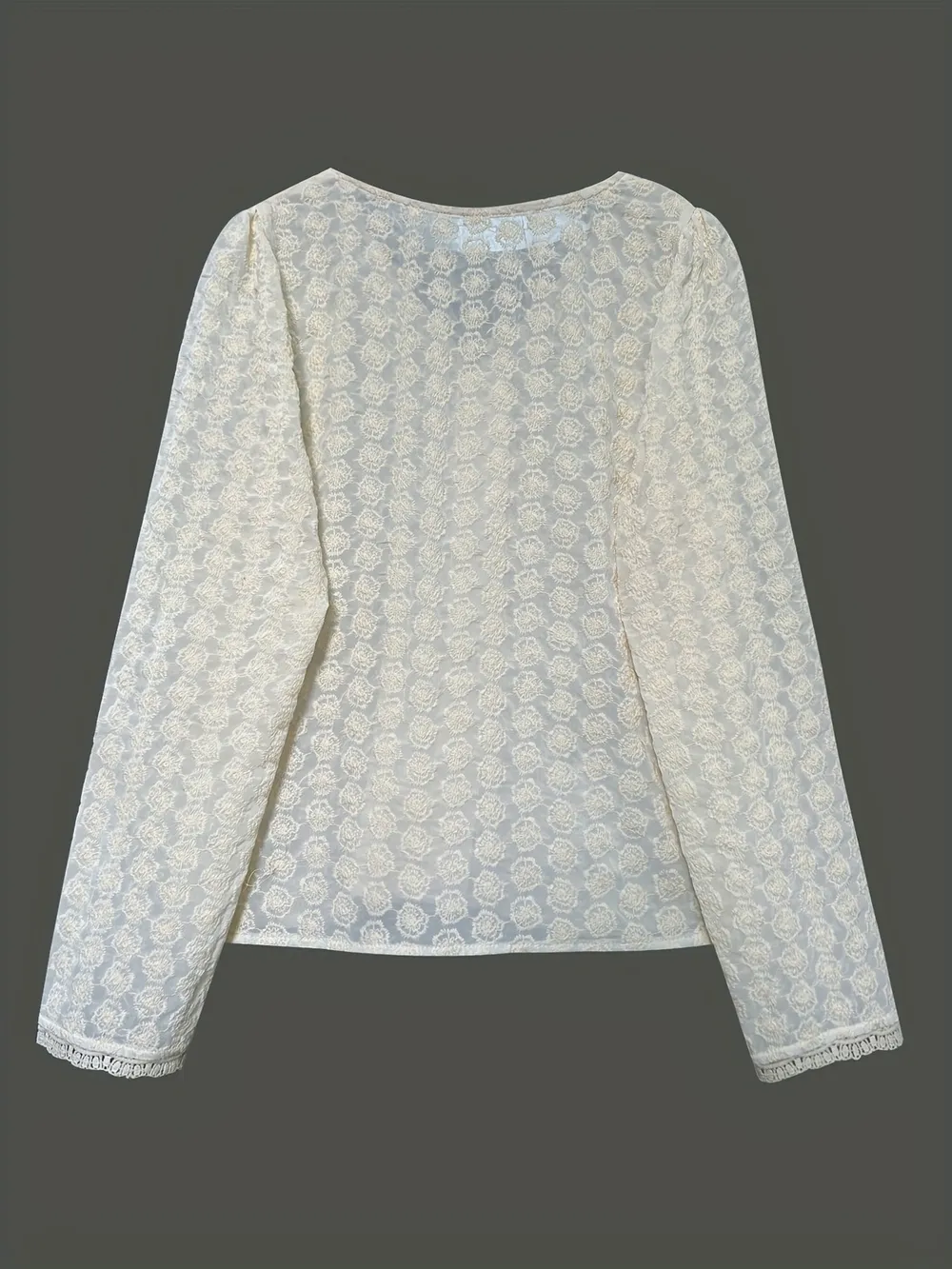 Lace Button Up Long Sleeve Shirt, image 6