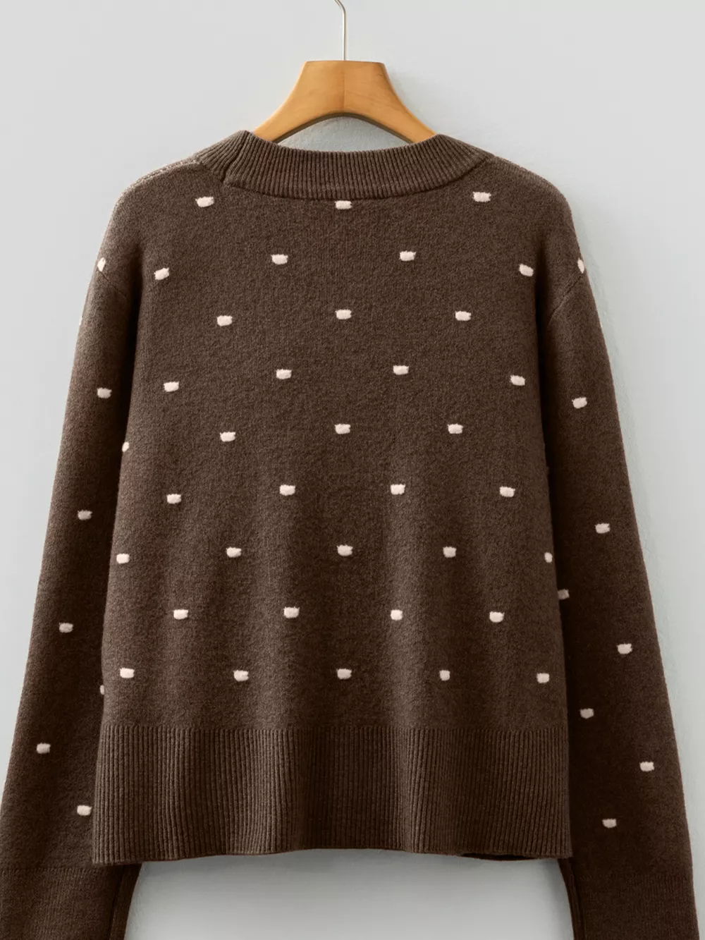 Dotted Print Ribbed Edge Knit Sweater, image 8