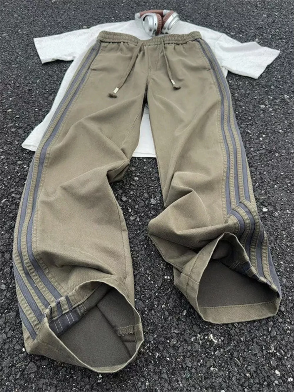 Men's Plus Size Casual Striped Wide-Leg Pants, image 3
