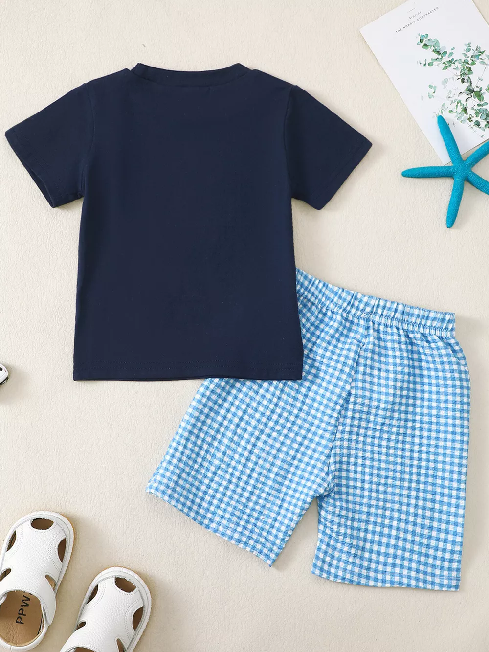 Children's Embroidered Round Neck Tee and Shorts  Set, image 3