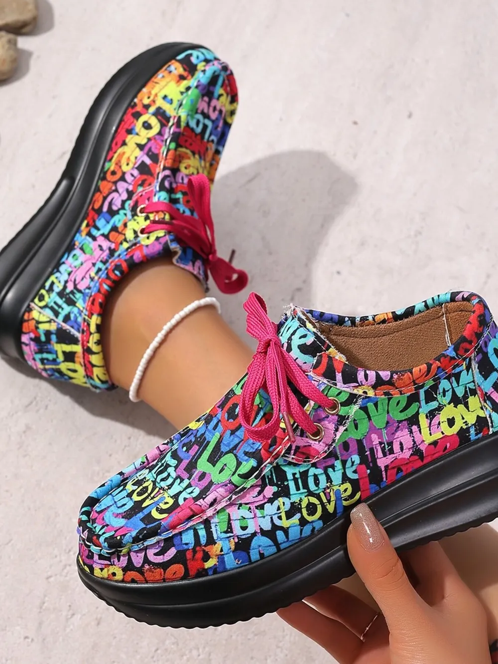 Graffiti Print Platform Sneakers, image 2