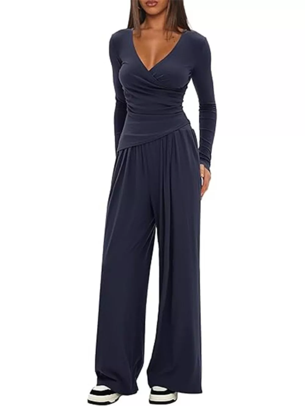Casual Long Sleeve Top and Wide Leg Pants Set, image 17