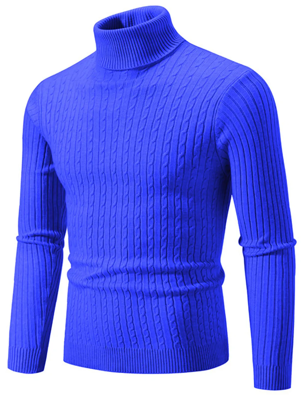 Men's Plus Size Ribbed Turtleneck Long Sleeve Sweater, image 8