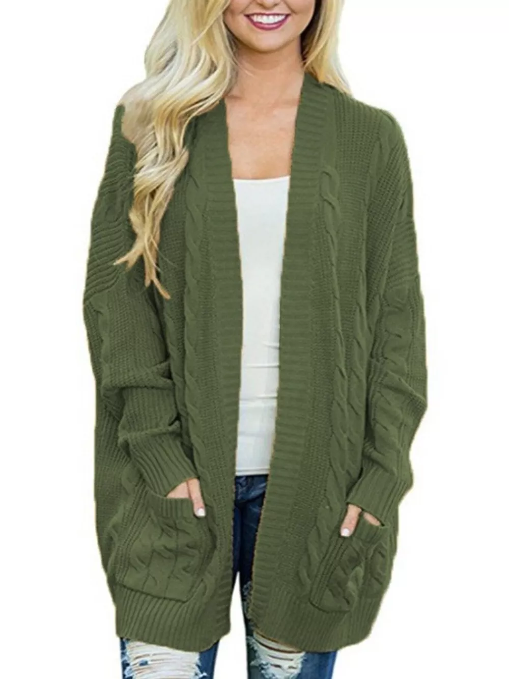 Chunky Knit Open Front Cardigan, image 18