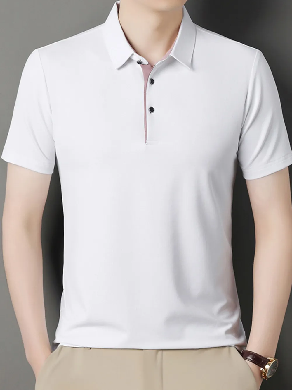 Men's Button Detail Short Sleeve Polo, image 3
