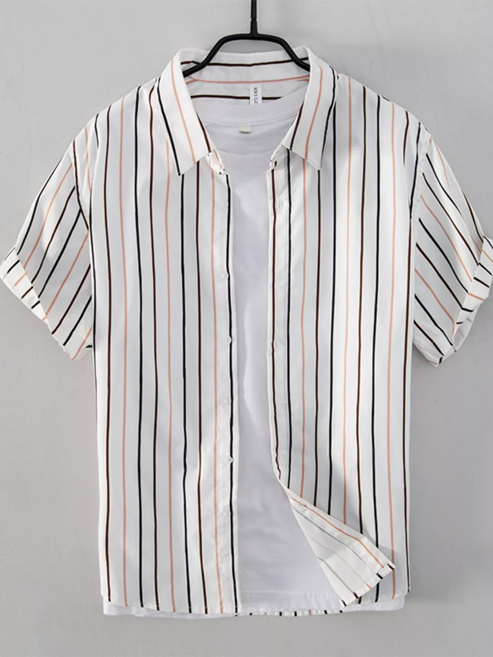 Men's Plus Size Striped Button Up Shirt