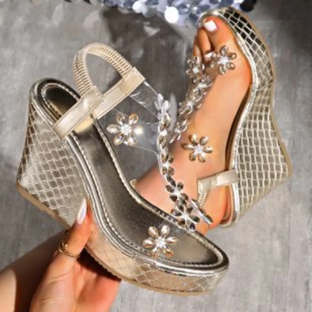 Flower Open Toe Wedge Sandals, image 5