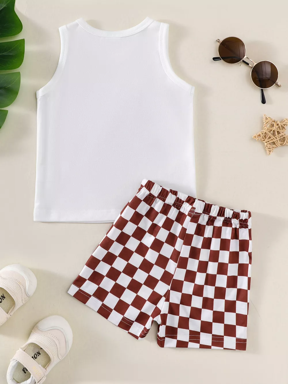 Children's Checkered Letter Tank Top & Shorts Set, image 6