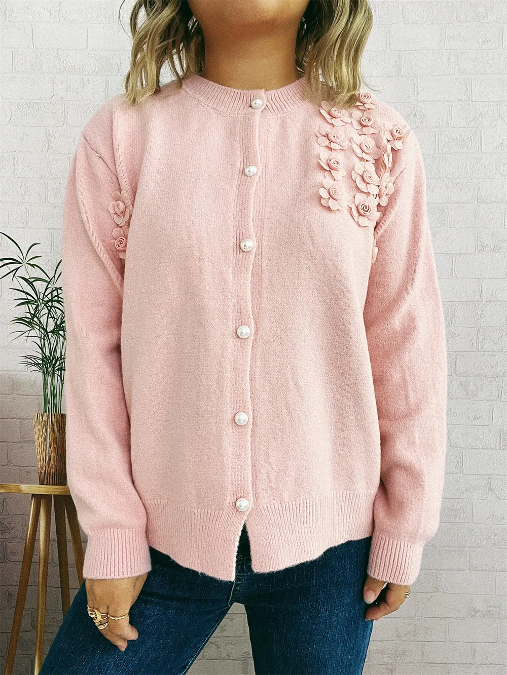 Flower Button Up Long Sleeve Cardigan, image 15