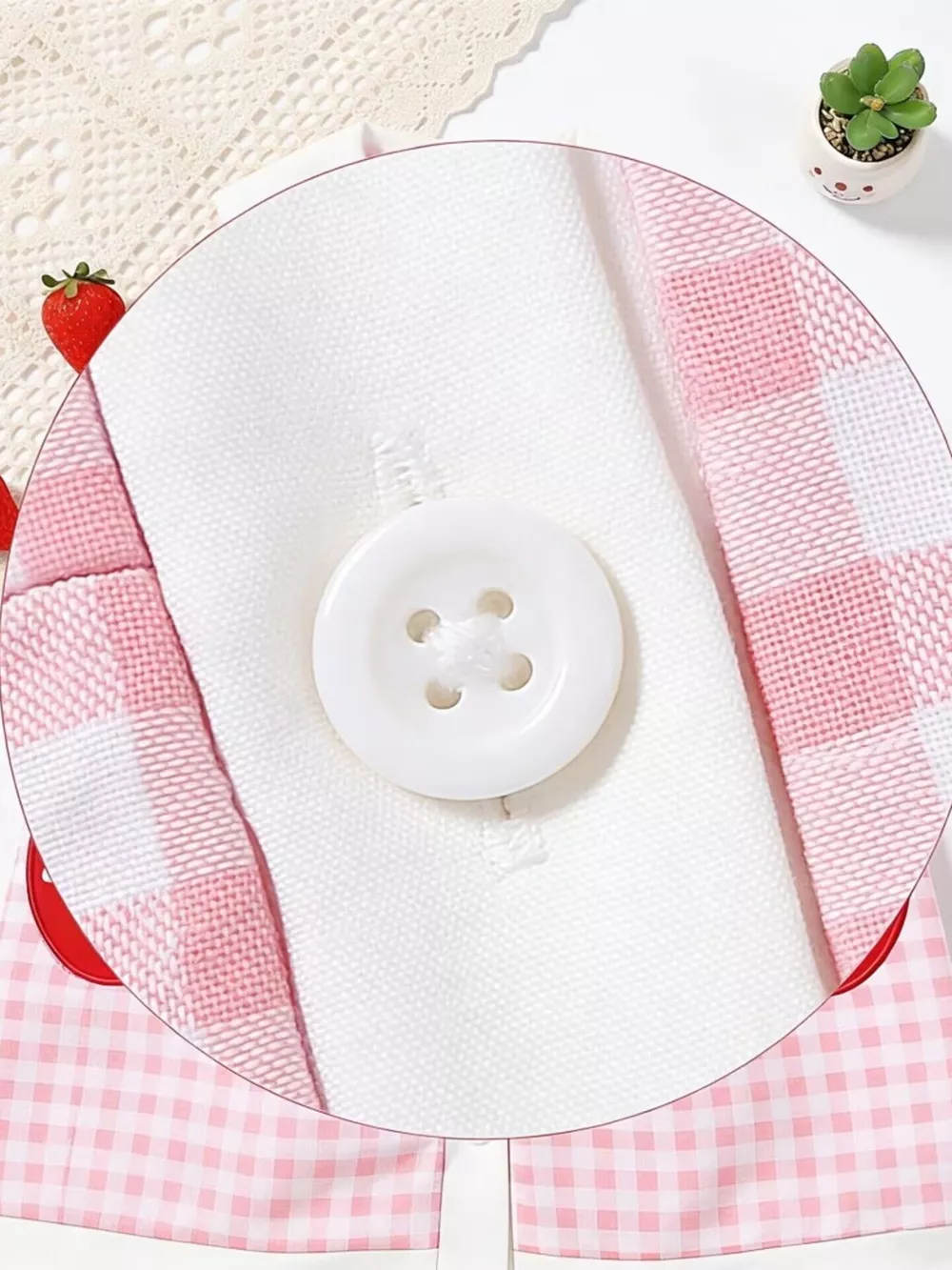 Children's Fruit Embroidered Sleeveless Plaid Dress, image 5