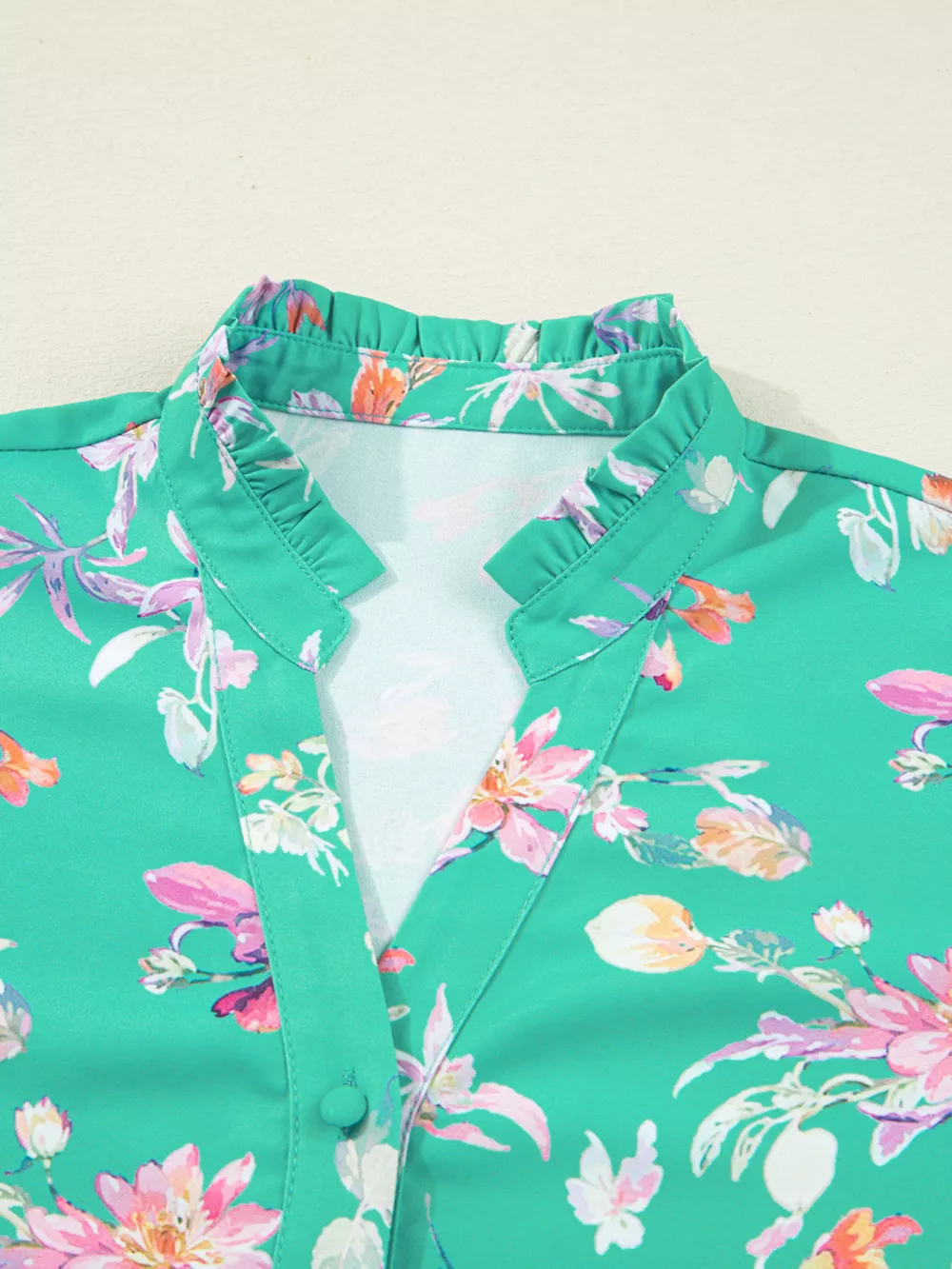 Floral Lantern Sleeve Button Front Shirt, image 7