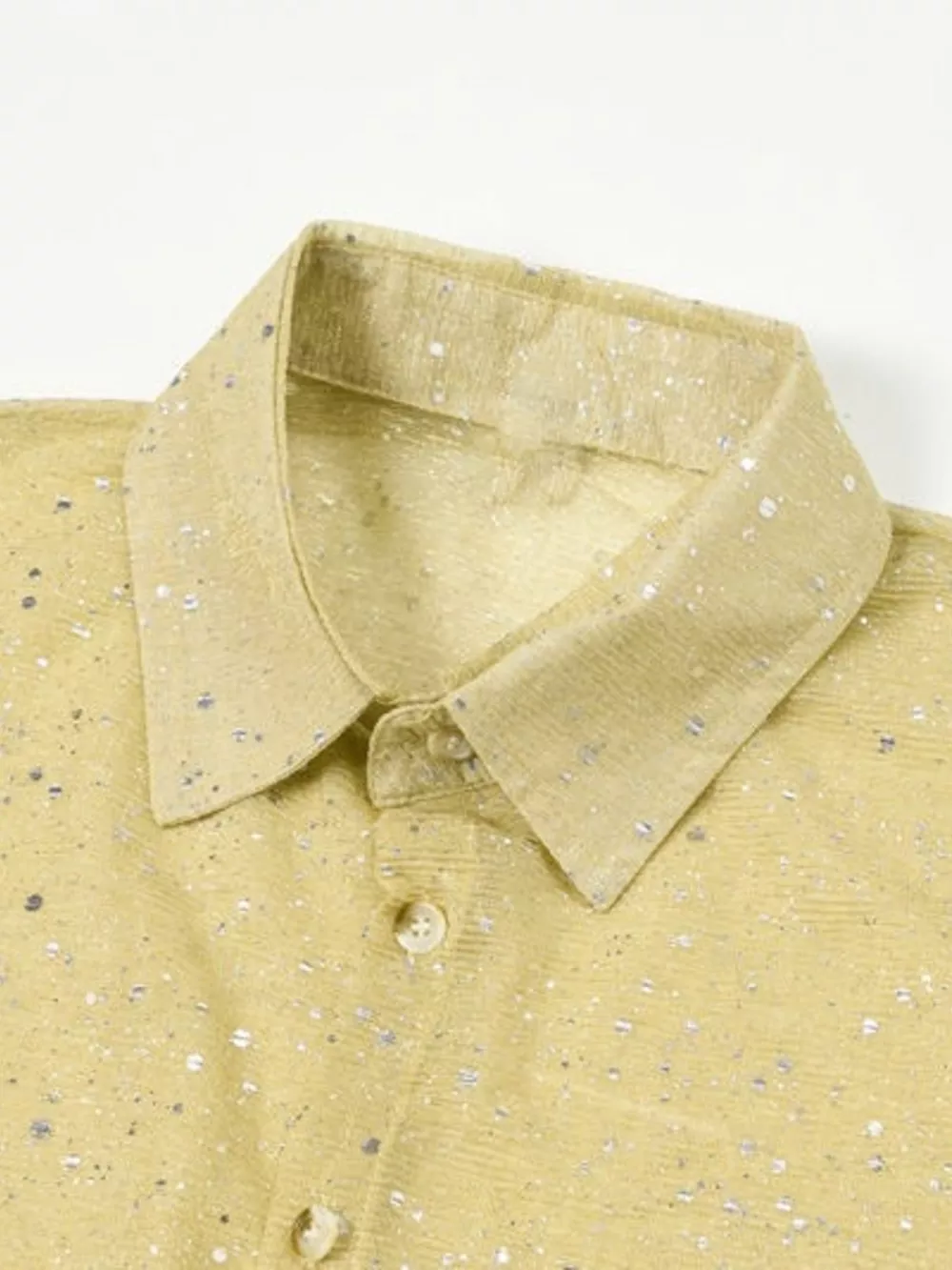Men's Glitter Button Up Long Sleeve Shirt, image 5