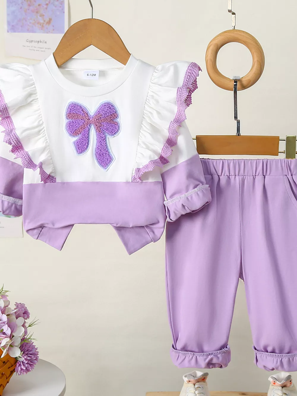 Children's Flower Long Sleeve Top and Pants Set, image 13