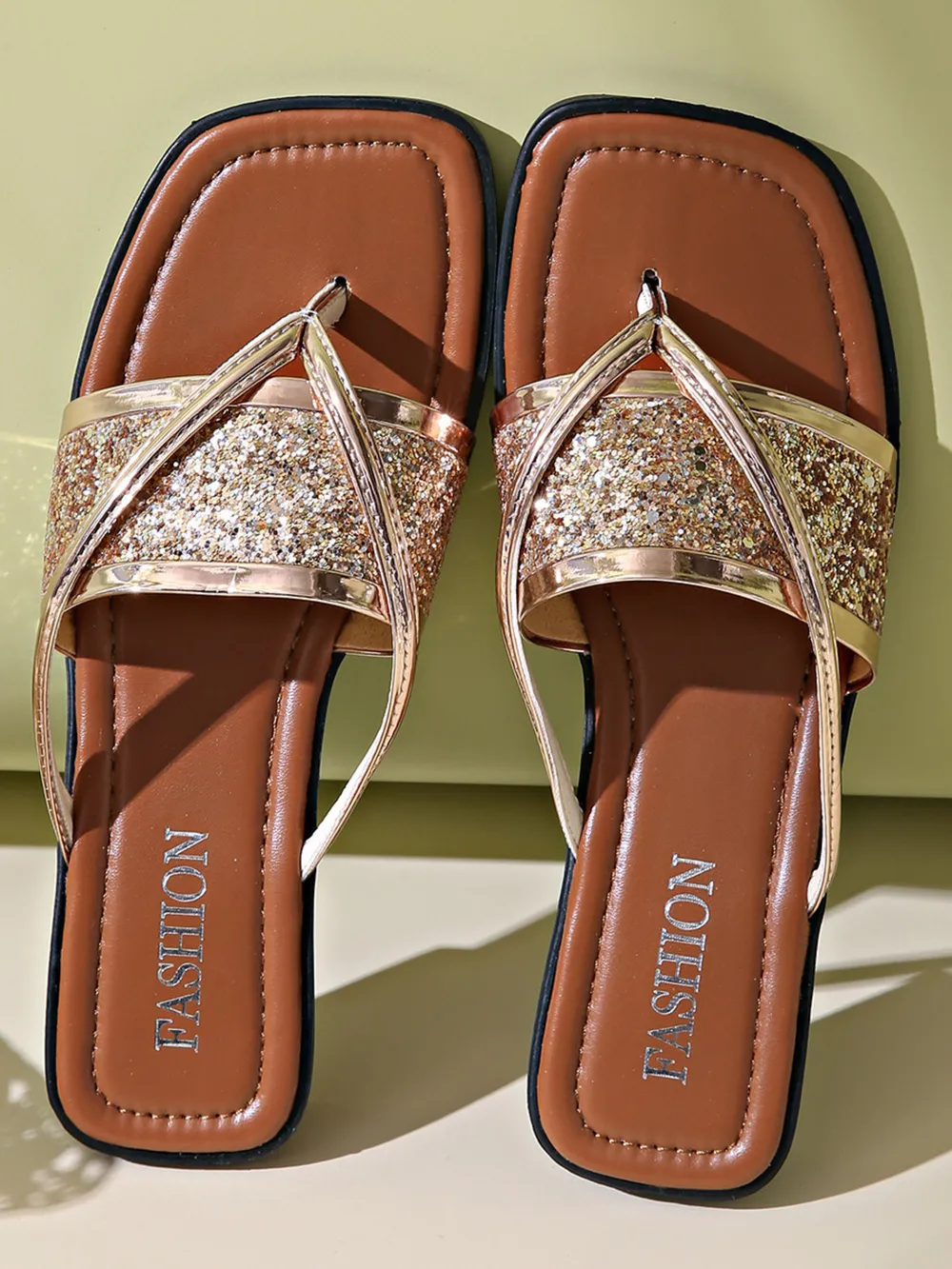 Glitter Cross-Strap Sandals, image 3