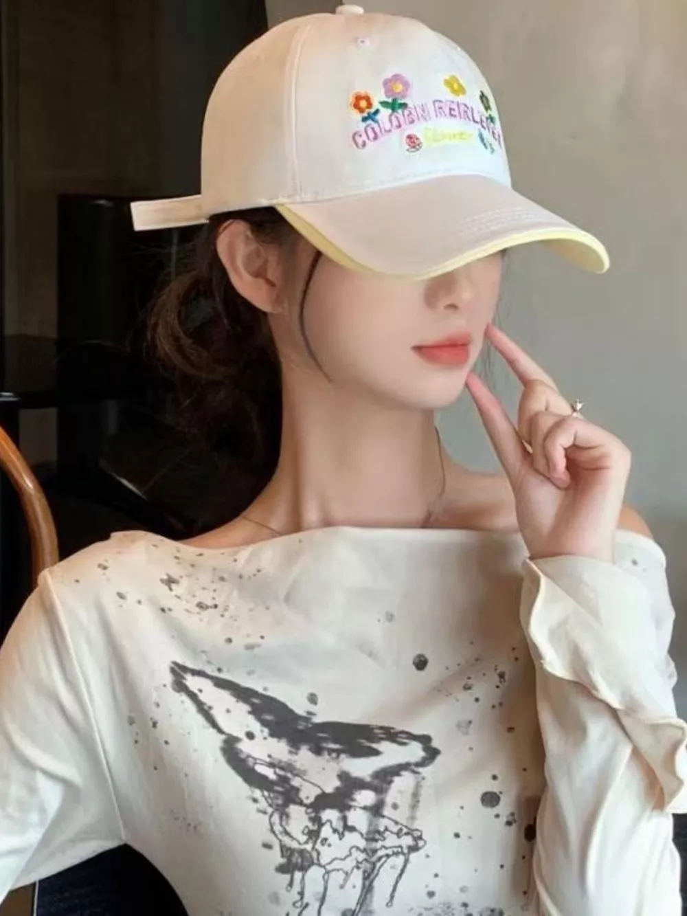 Floral Embroidered Adjustable Baseball Cap, image 4