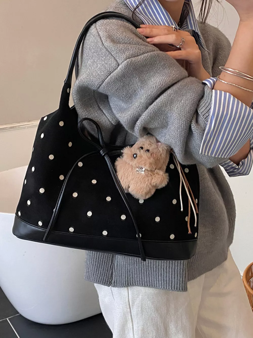 Polka Dot Bow Shoulder Bag, image 8