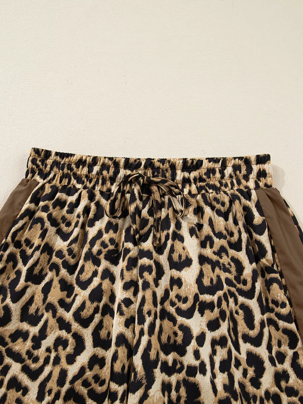 Leopard Collared 3/4 Sleeve Shirt and Loose Pants Two Piece Outfit Set, image 8