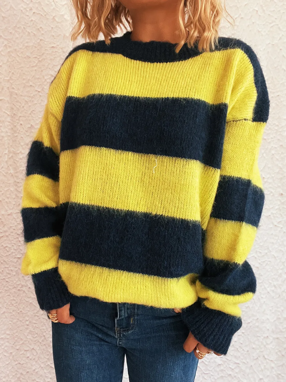 Striped Contrast Long Sleeve Sweater, image 13