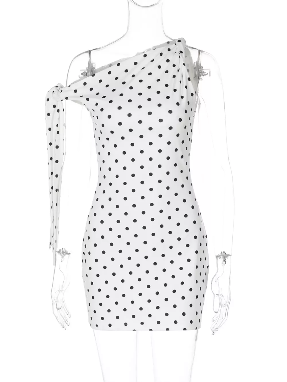 Polka Dot Sleeveless Mini Dress with Bow Accents, image 11
