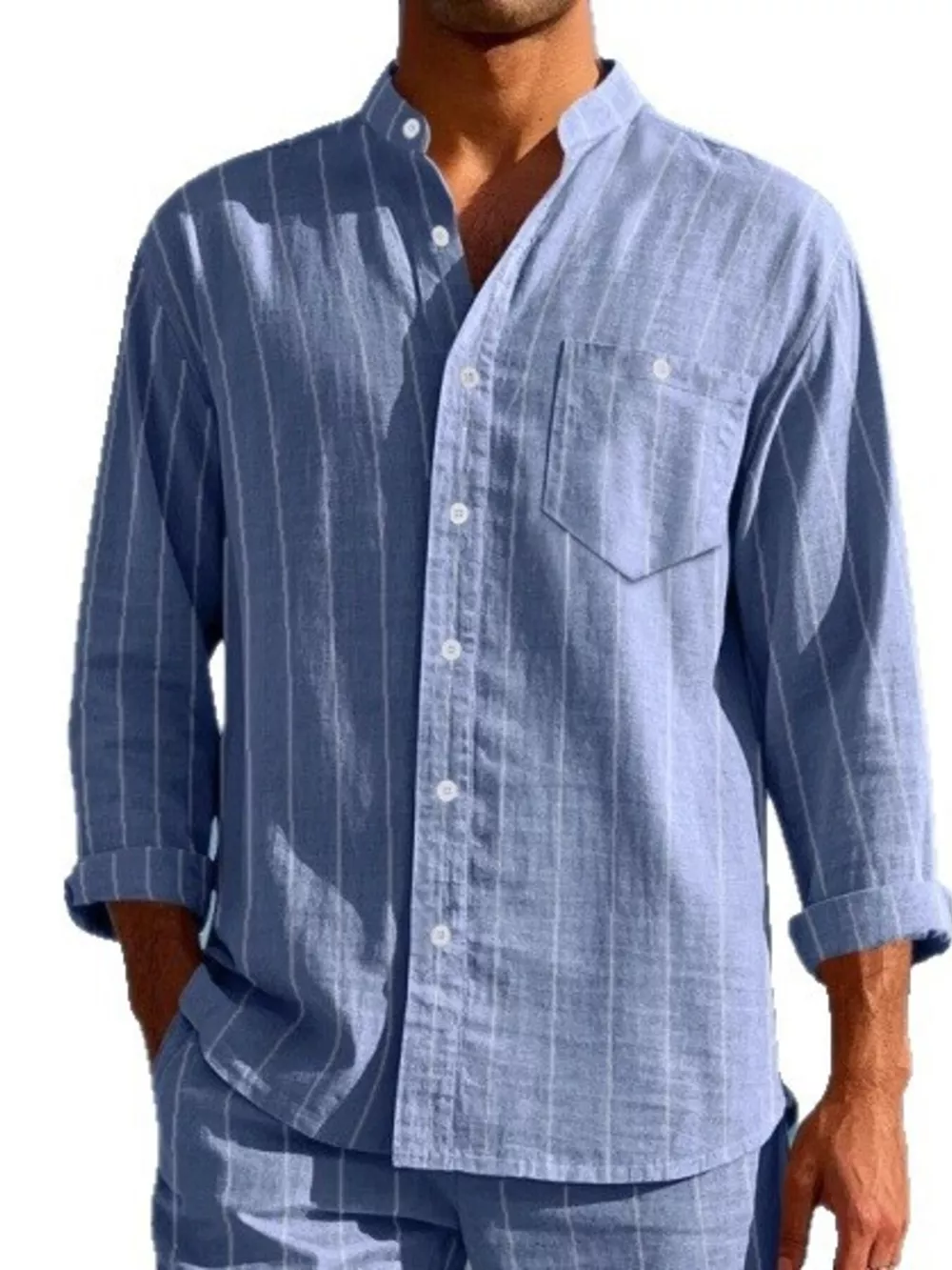 Men's Full Size Striped Button Up Shirt Plus Size, image 11