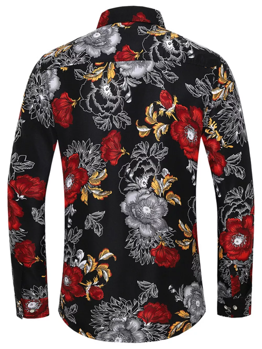 Men's Plus Size Floral Print Long Sleeve Button-Down Shirt, image 5