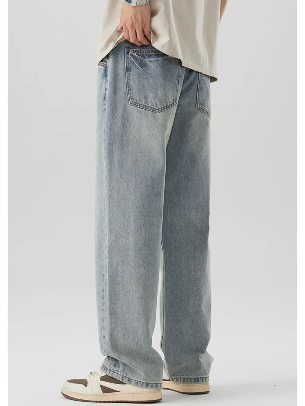 Men's Wash Wide Leg Jeans, image 8