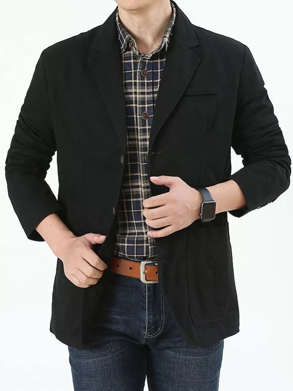 Men's Plus Size Button Up Lapel Collar Blazer, image 7
