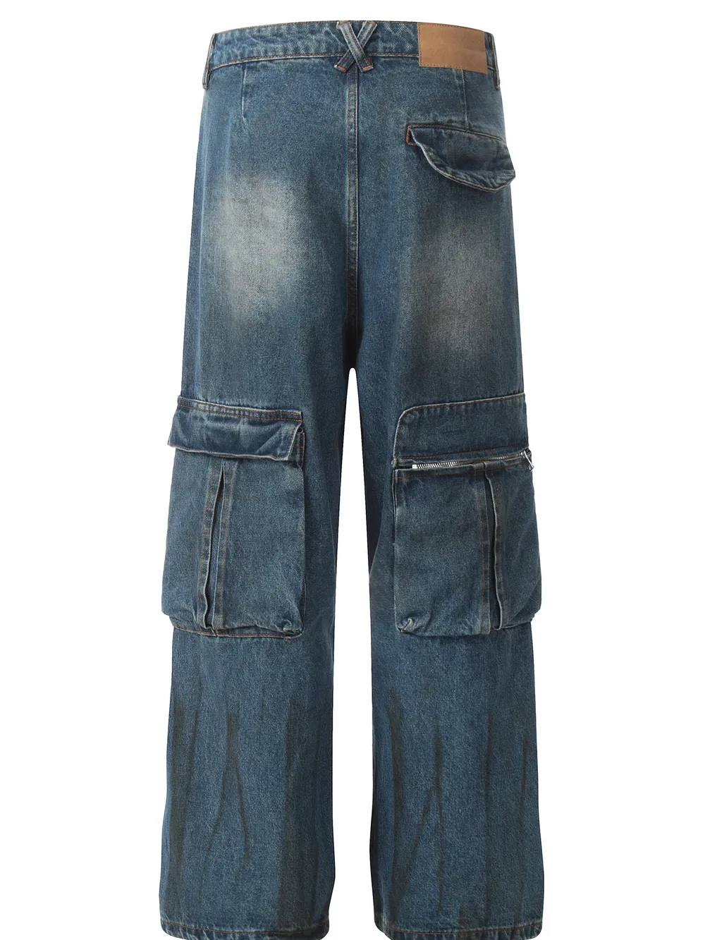 Men's Vintage Faded Multi-Pocket Cargo Jeans, image 3