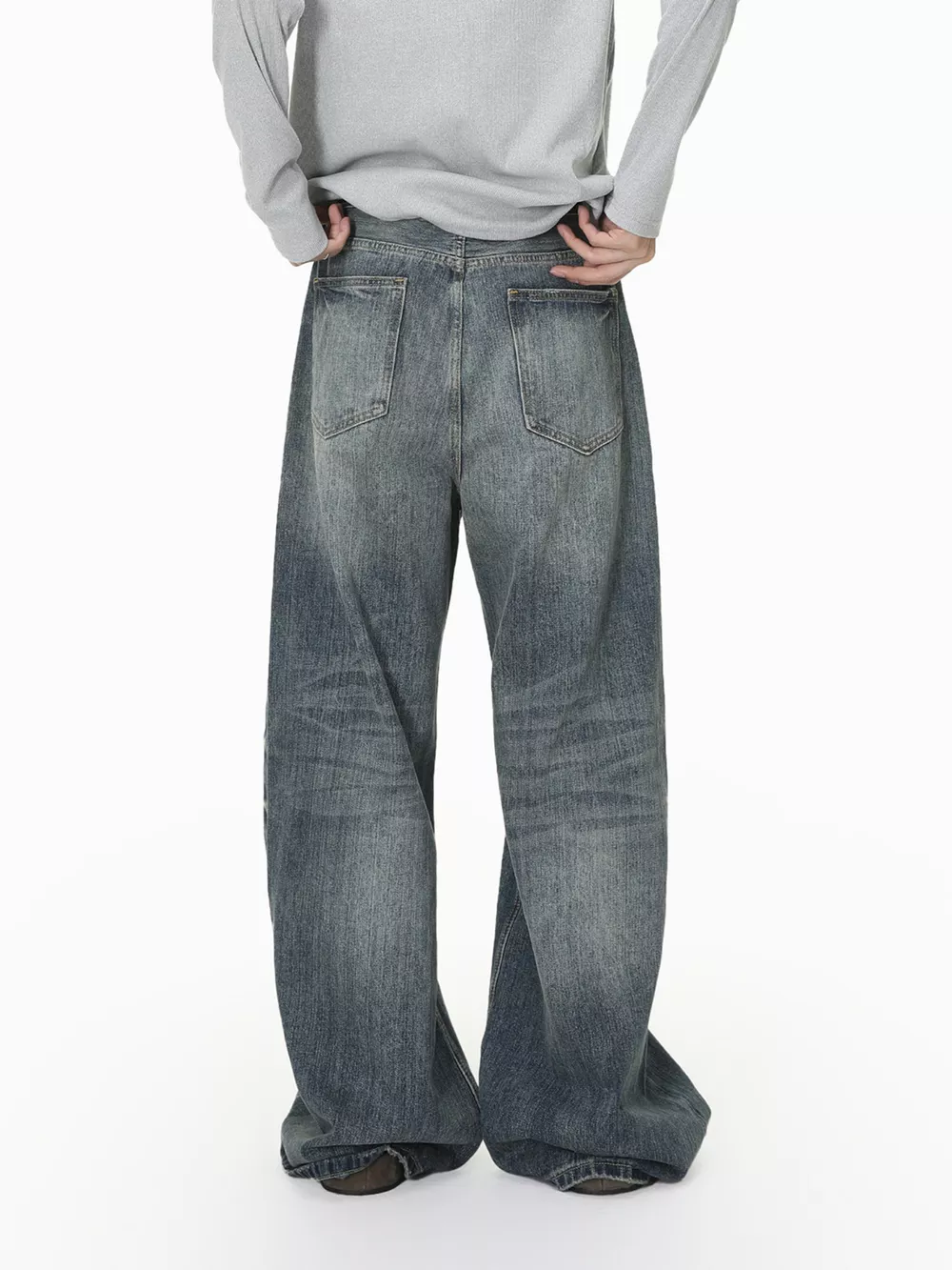 Men's Vintage Wash Wide Leg Jeans, image 4