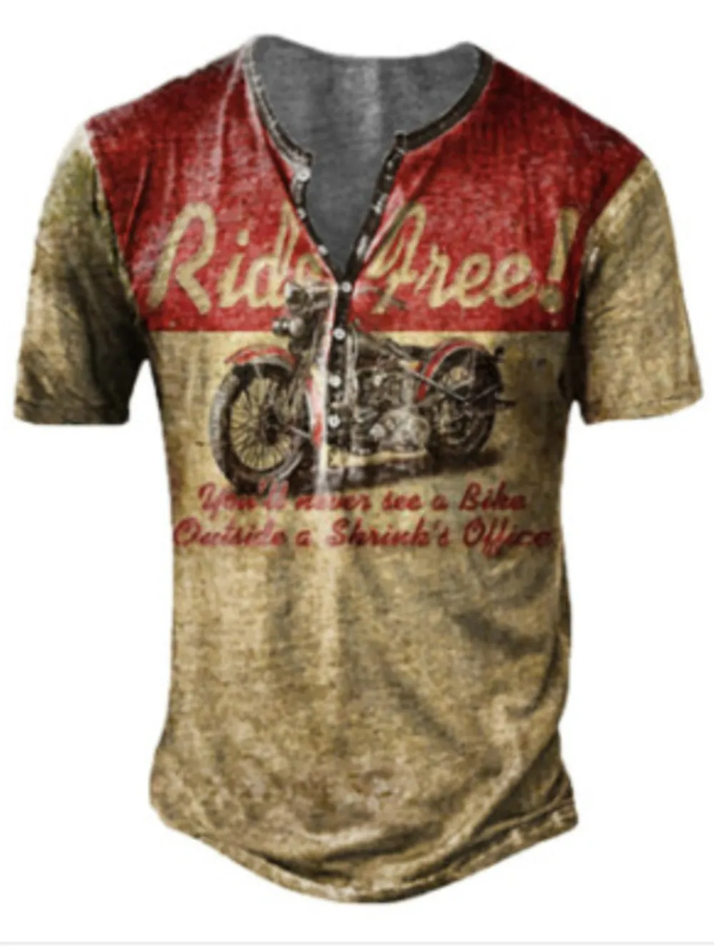 Men's Full Size Button Detail Short Sleeve T-Shirt Plus Size, image 2