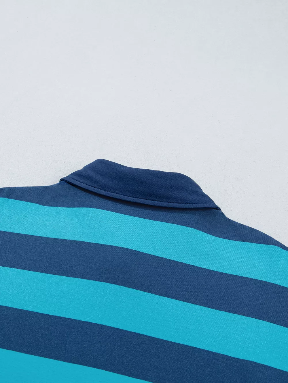Stripe Contrast Polo Collar Bracelet Sleeve Loose Top, image 5
