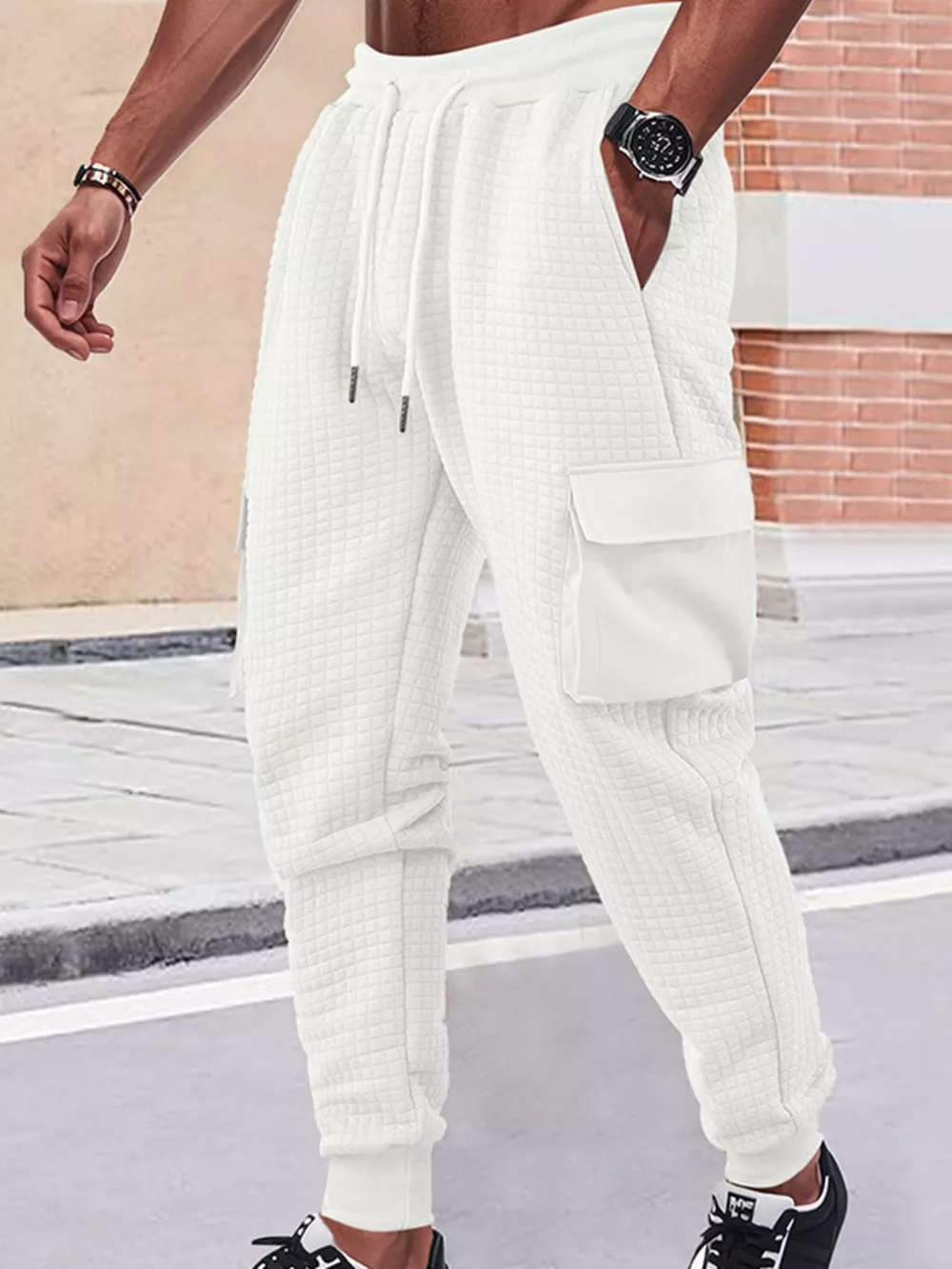 Men's Full Size Textured Cargo Joggers Plus Size, image 12