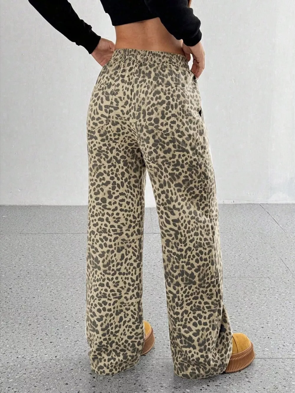 Leopard Wide-Leg Drawstring Pants, image 10