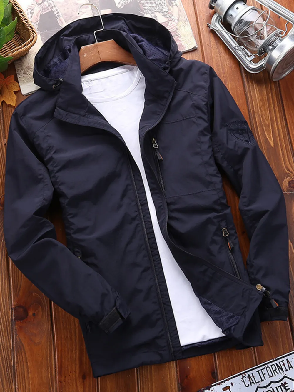 Men's Plus Size Lightweight Hooded Windproof Outdoor Jacket, image 3