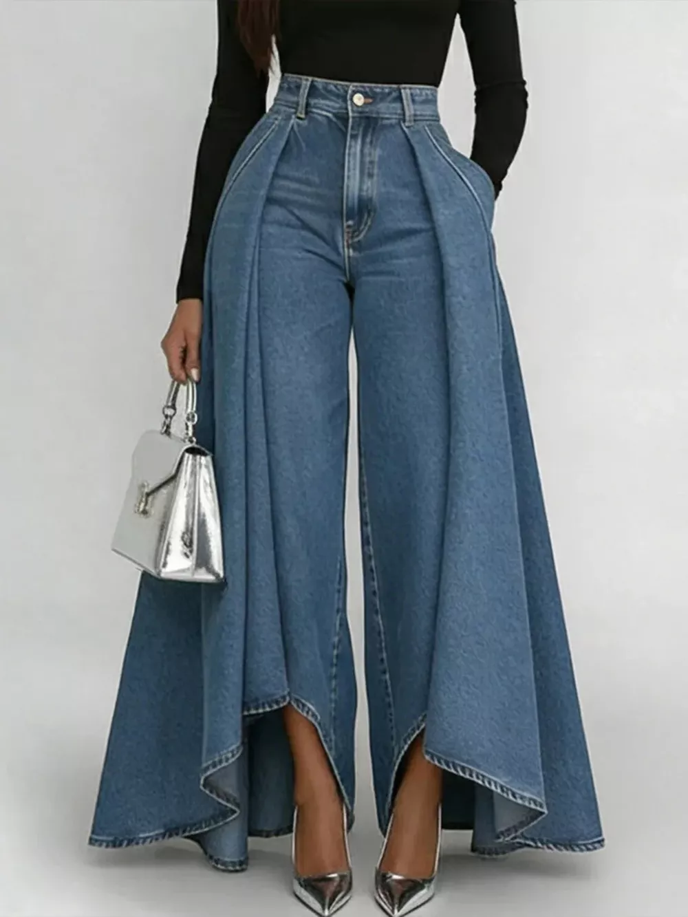 Full Size High-Waisted Wide-Leg Jeans Plus Size