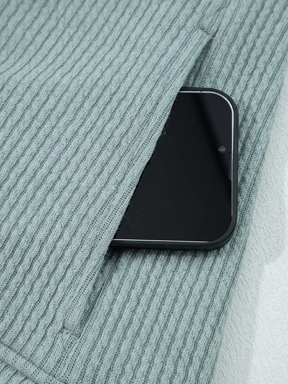 Ribbed Drop Shoulder Knit Hoodie, image 4
